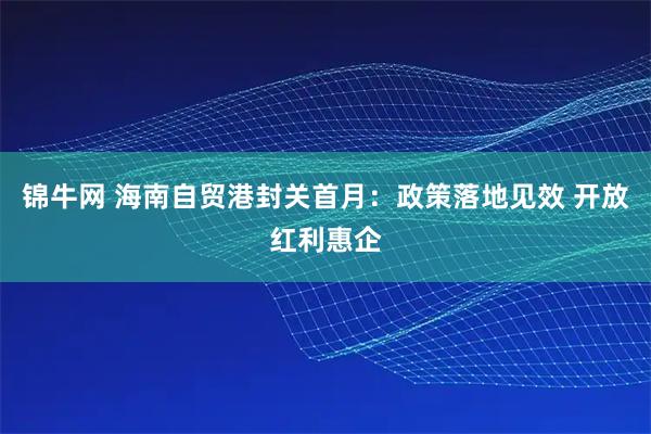 锦牛网 海南自贸港封关首月：政策落地见效 开放红利惠企