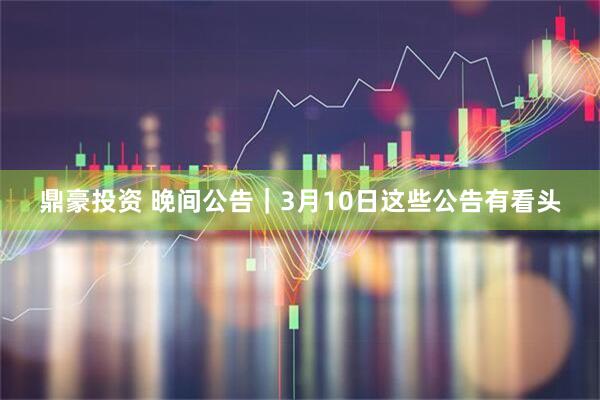 鼎豪投资 晚间公告｜3月10日这些公告有看头
